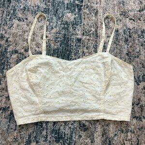 Cream Eyelet Crop Top